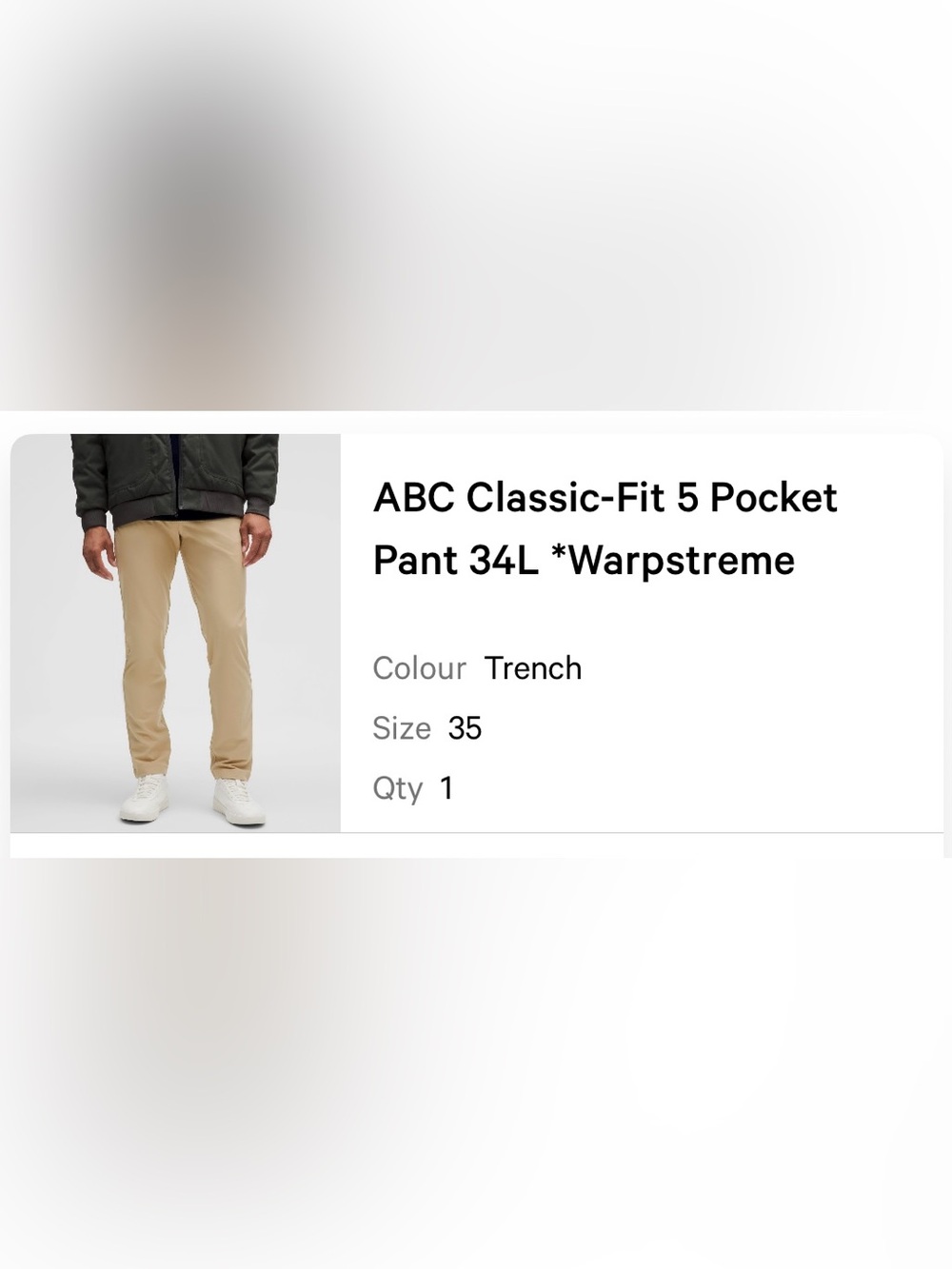 Lululemon ABC Classic-Fit 5 Pocket Pant Warpstreme in Trench size 35 length 34